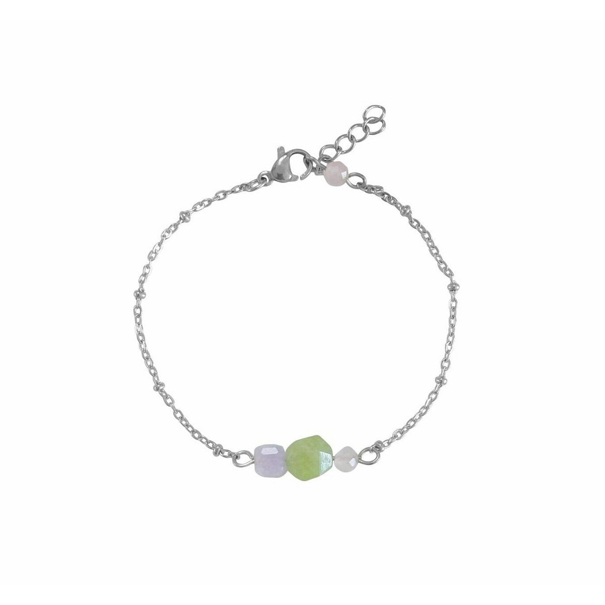 Peridot, Chalcedony and Rose Quartz Bracelet - Silver