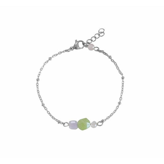 Peridot, Chalcedony and Rose Quartz Bracelet - Silver