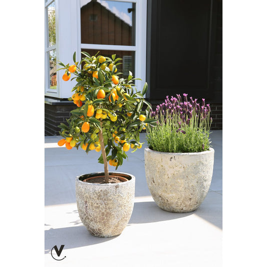 Plantenpot - Laki relic beige set Ø36/25 x H34/25 cm - (set van 2 stuks)