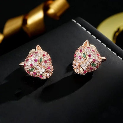 Luxury Leopard Gold Plated Stud Earrings