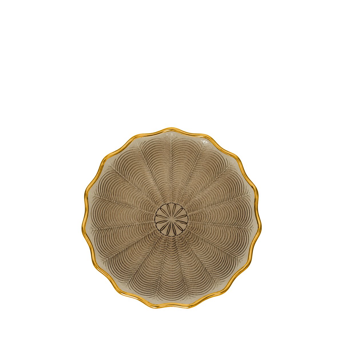 Brown bread plate with gold rim