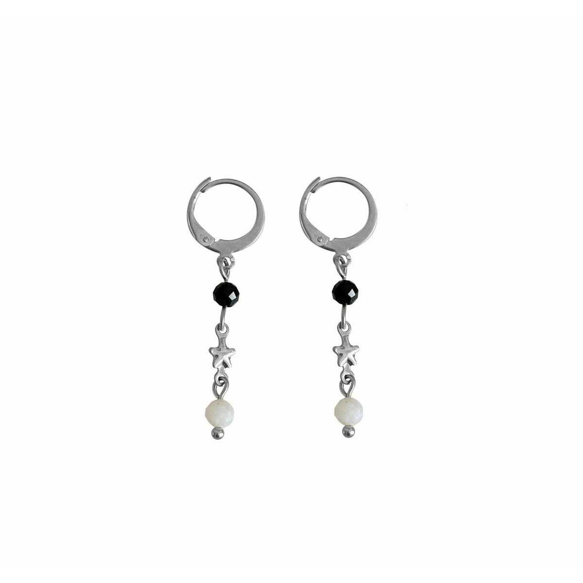 Tourmaline Star & Moonstone Earrings - Silver