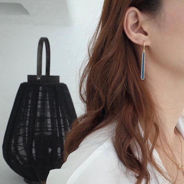 Minimalist Geometric blue enamel earrings