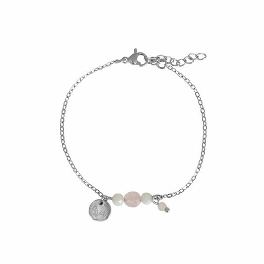 Bridal Bracelet Rose Quartz and Moonstone - Silver