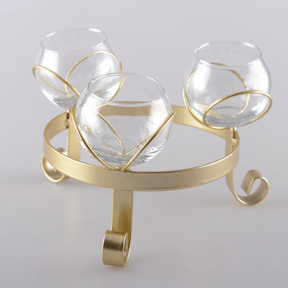 TRIPLE GOLD CANDLE HOLDER