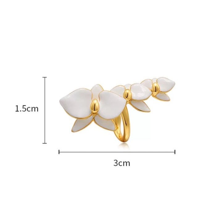 White Orchids Flower Ear Cuff-One Piece-For Left Ear