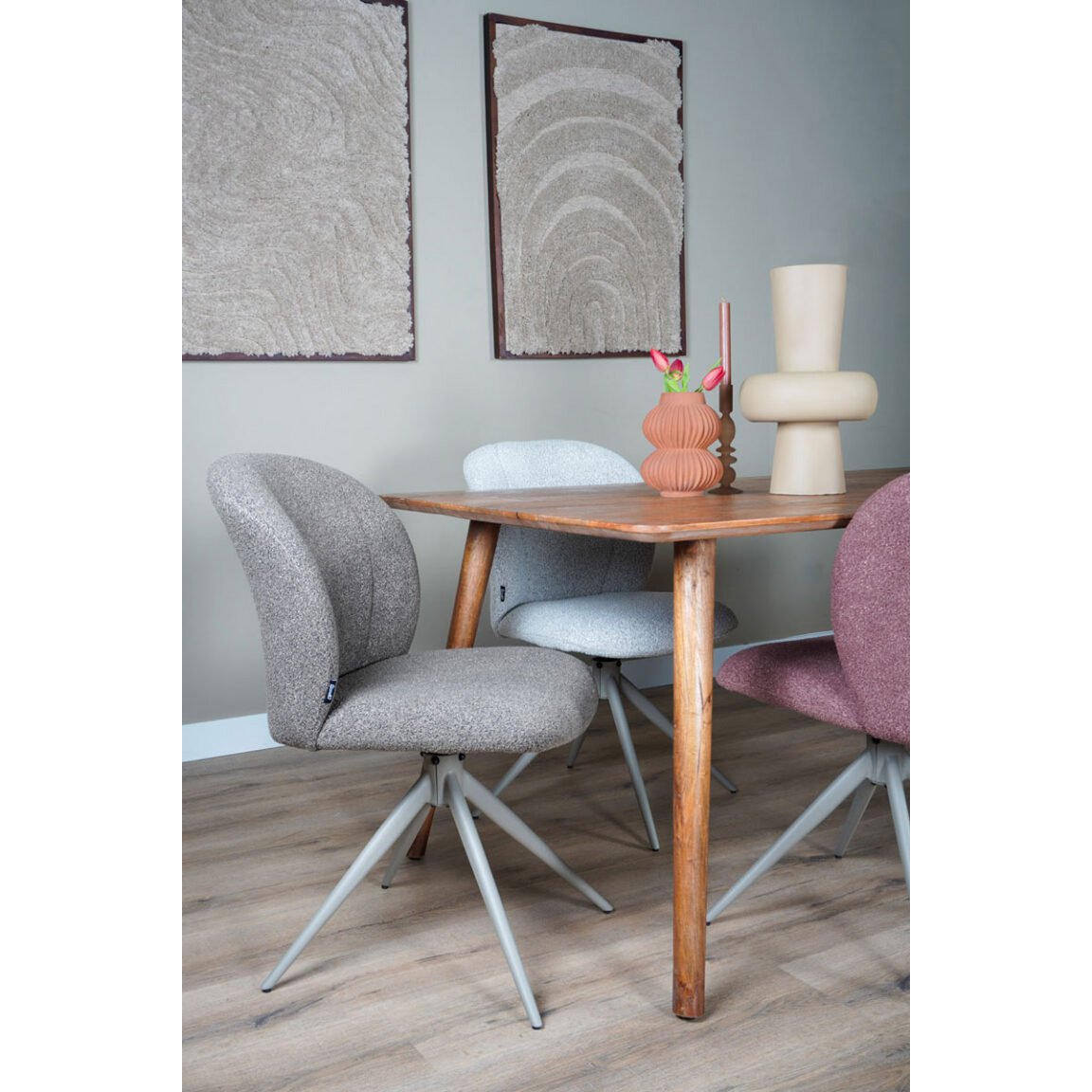 Dining room chair Cosmo - Bouclé - Brown