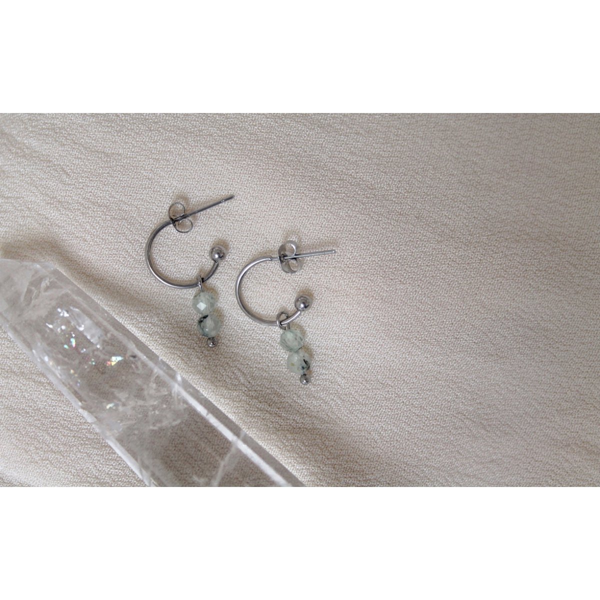 Earrings Prehnite - Silver