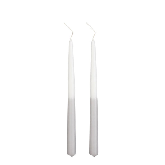 Dinner candle Dip-dye Light gray
