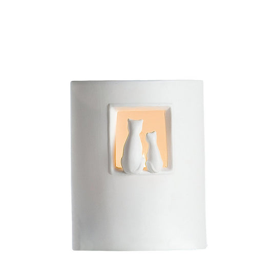 Porcelain lamp "couple of cats"