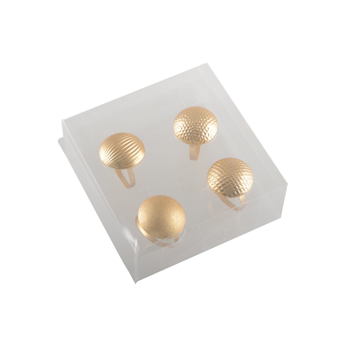 MAT GOLD BUTTON NAPKIN RING - SET OF 4