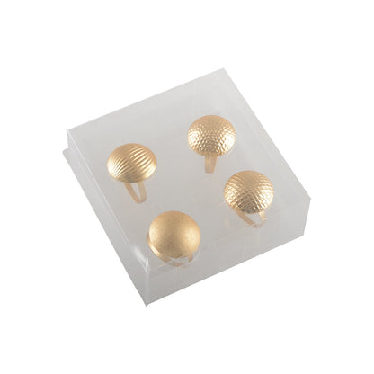 MAT GOLD BUTTON NAPKIN RING - SET OF 4