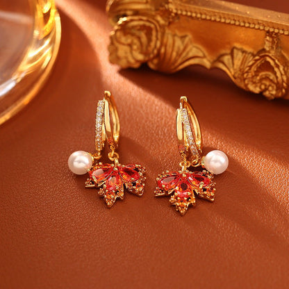 Autumn Maple Stone Drop Earrings