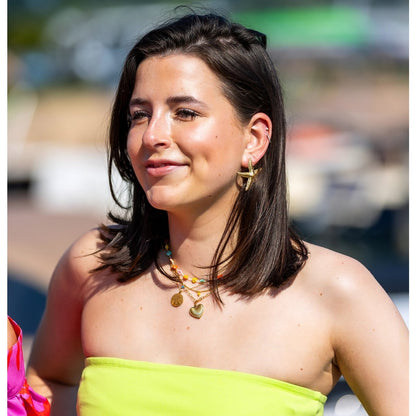 FW281: Stainless steel D-chain necklace with open heart closure