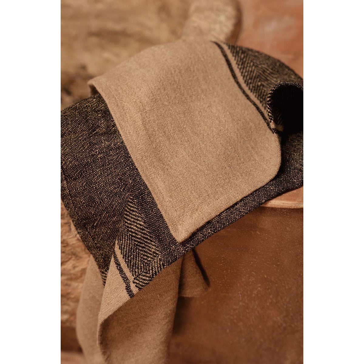 The Linen Moody Kitchen Towel - Natural Black - 50x70