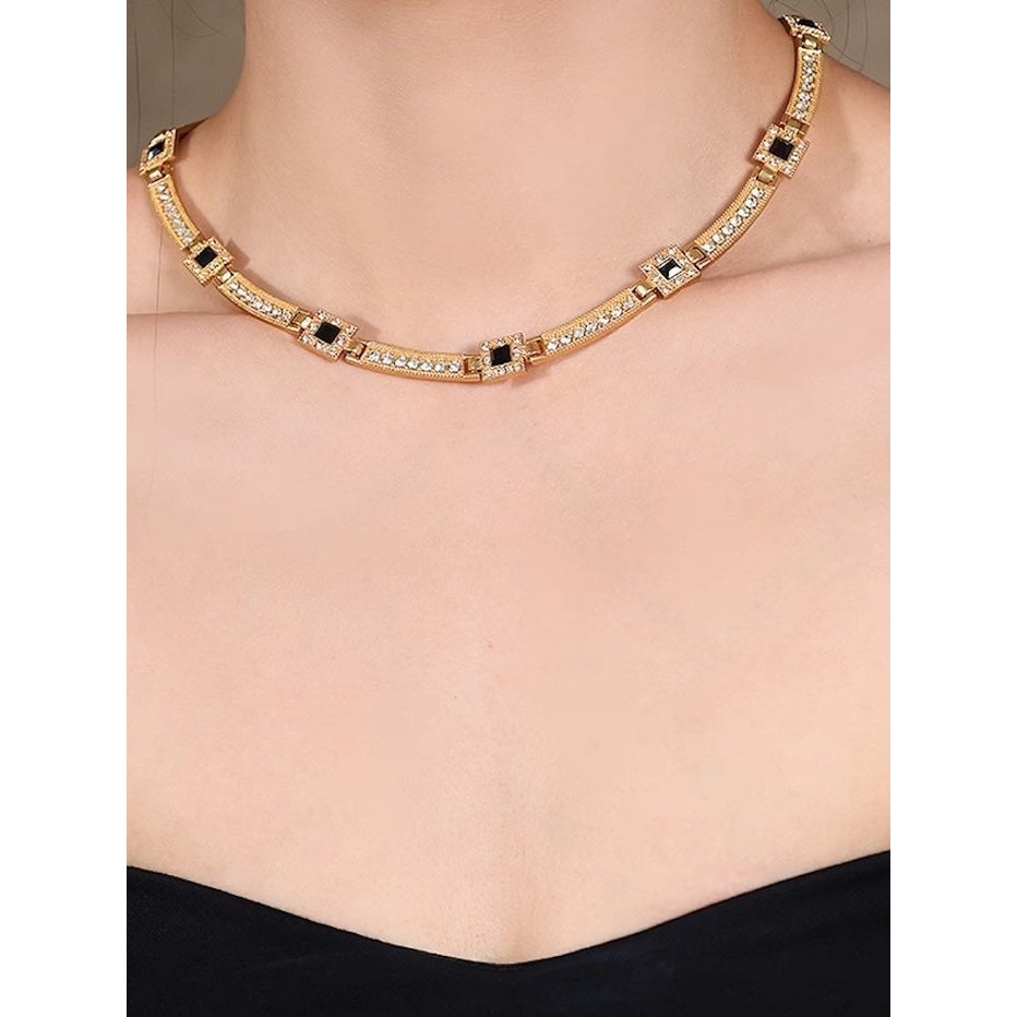 Vintage Style Geometric Black Onyx Jewelry Set