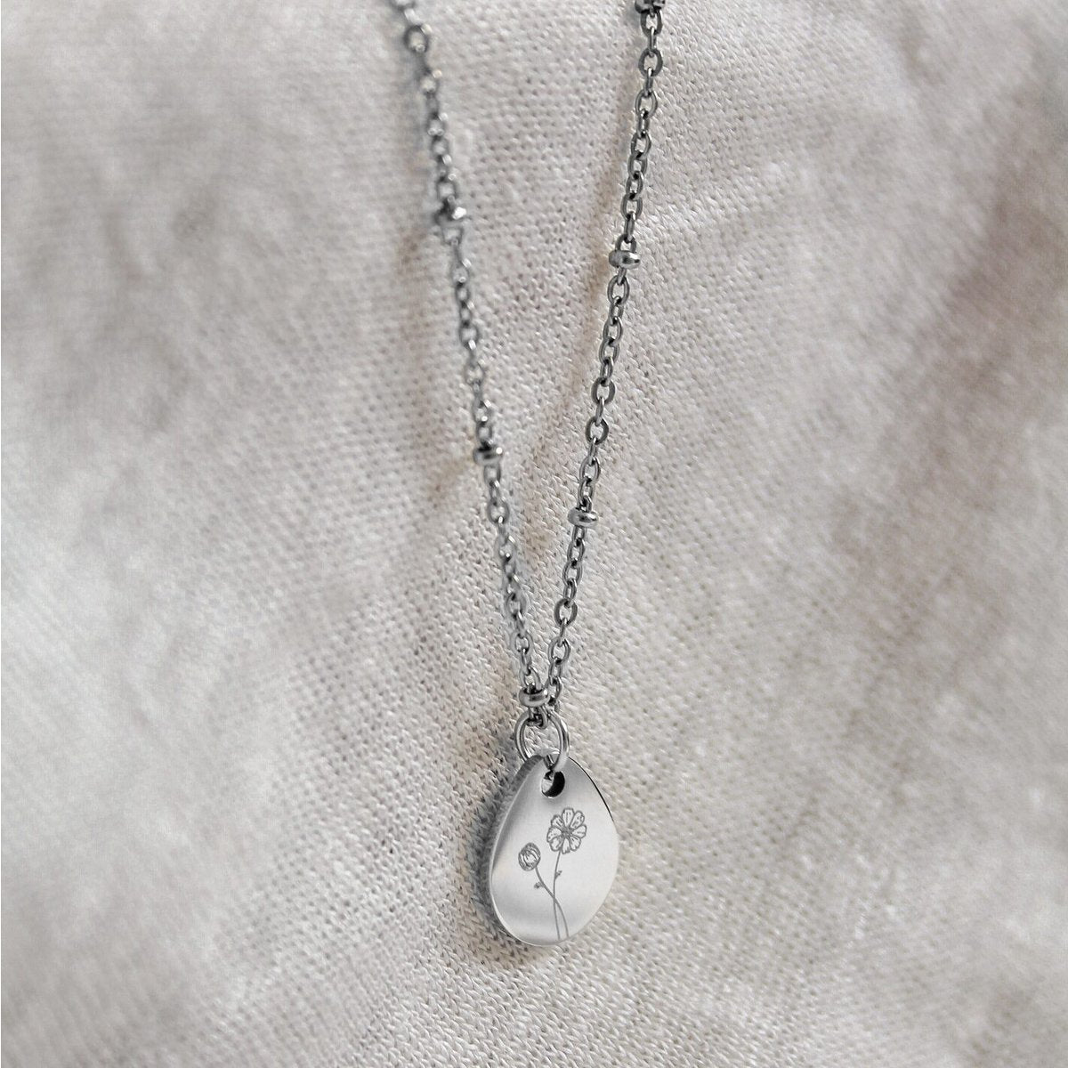 Silver Birth Flower Necklace (can be ordered per month)