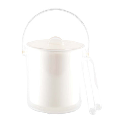 White acrylic ice bucket with pliers