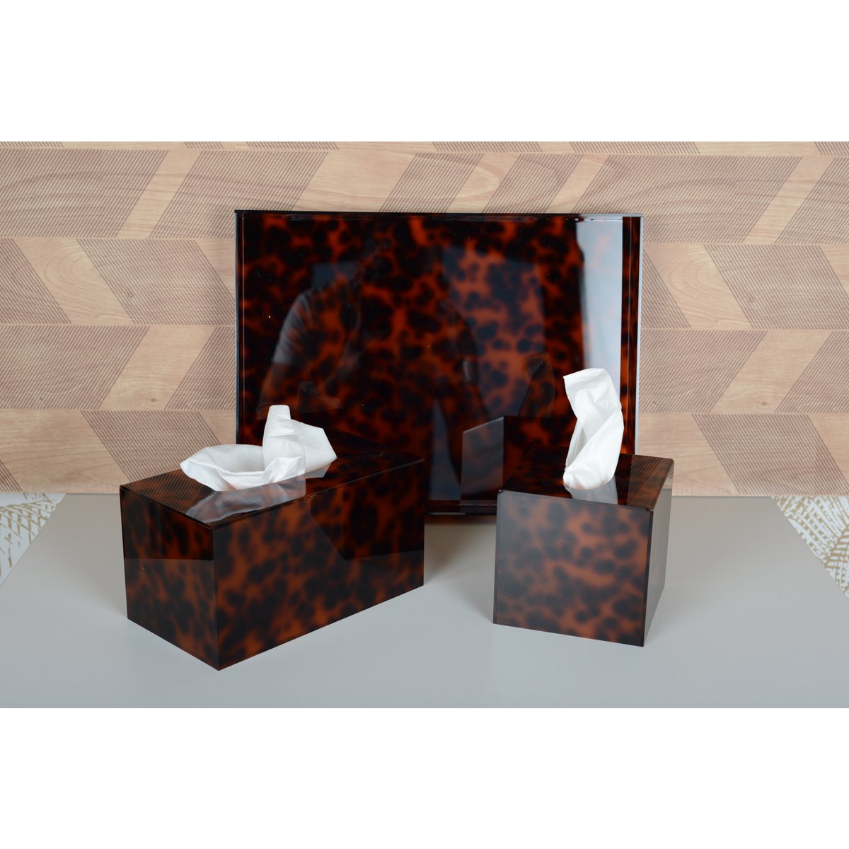 Carre Leopard 12.6x12.6x12cm tissue box