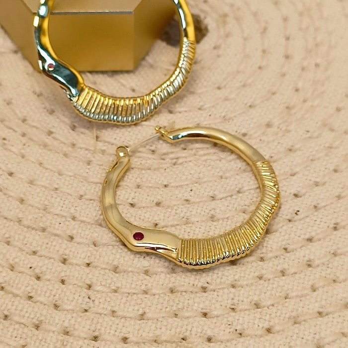 Unique Vintage Hoop Earrings with Ruby