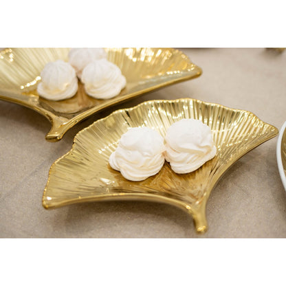 Ginkgo cups in golden ceramic - Lot of 2