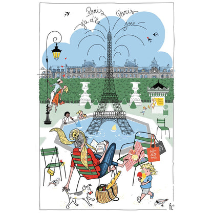 Tea towel The Parisian gardens White 48 x 72