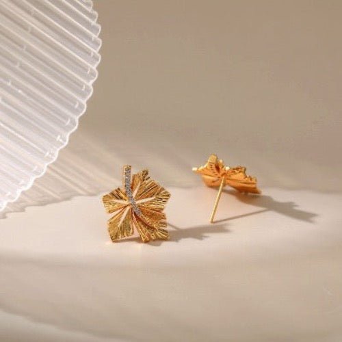 Chic Sparkling Maple Leaf Ear Studs