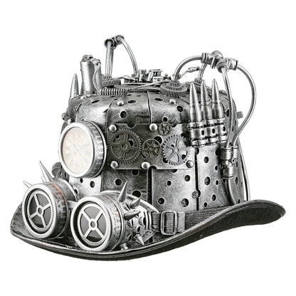 Hat cylinder steampunk, silver colored H.21 cm