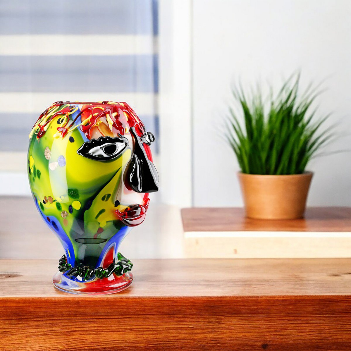 Face vase Andrew, multicolored H.29 cm