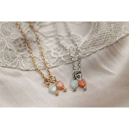 Necklace Aventurine Hearts - Gold