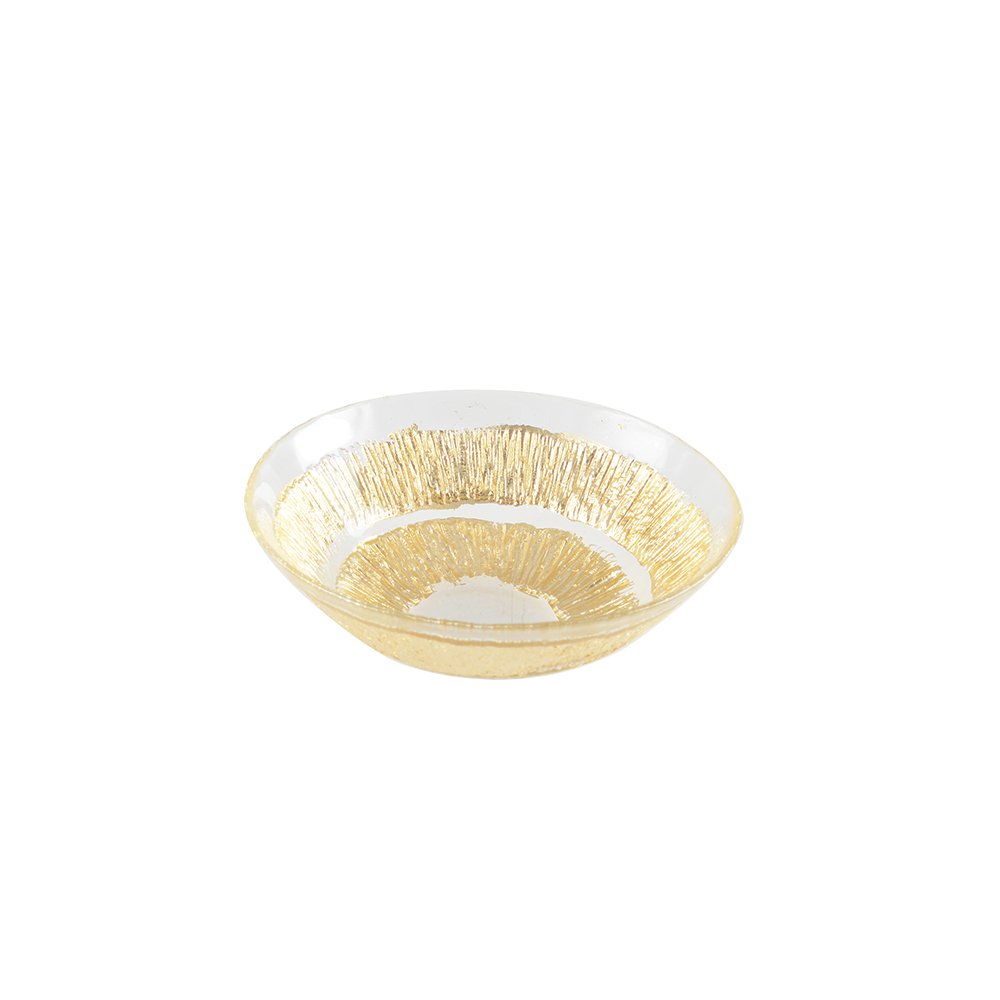 GOLD CRACKED GLASS BOWL 13X13X4CM - SUN