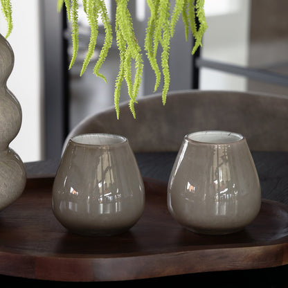 Tea light holder - Tasman Elite XS gray Ø12.5 x H11.5 cm (set of 2 pieces)