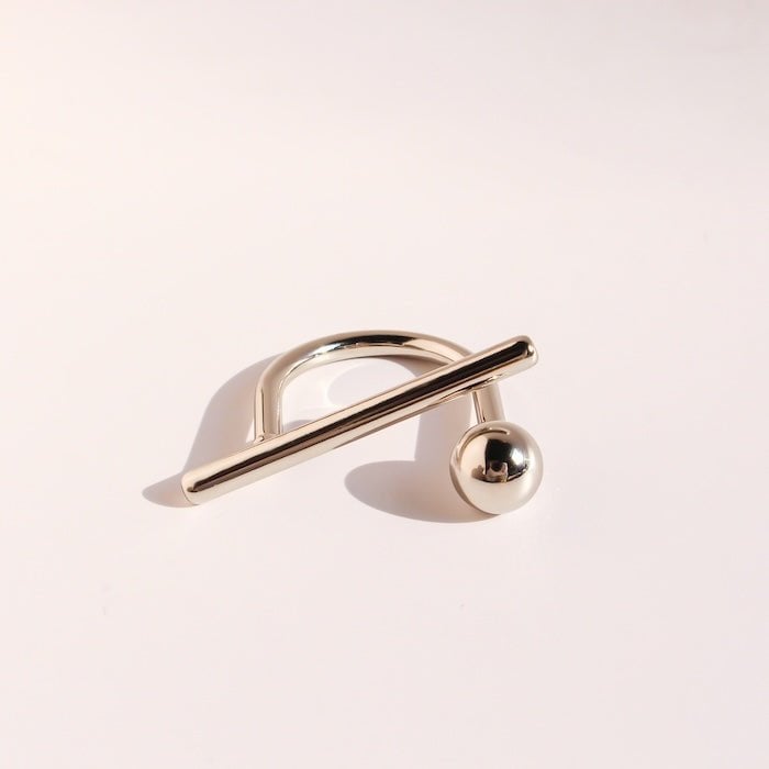 Sculptural Beam and Dot Ring
