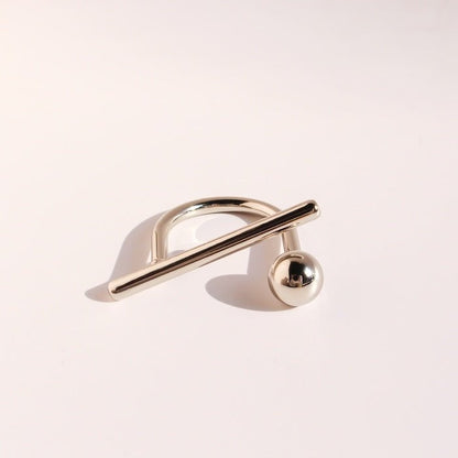 Sculptural Beam and Dot Ring