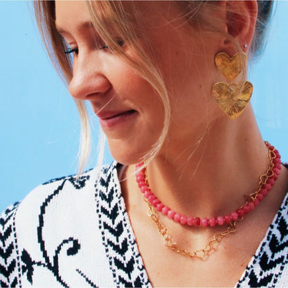 Statement earring 2 hearts