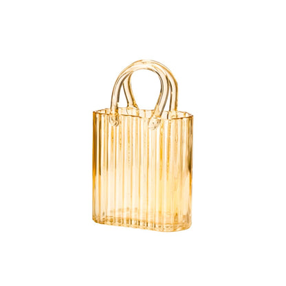 Transparent yellow handbag vase 18x10x27cm