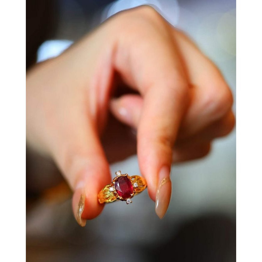 Real Ruby Solitary Ring-Adjustable