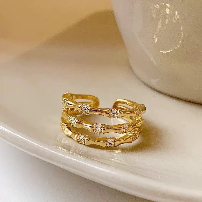 Layered Bamboo Adjustable Ring