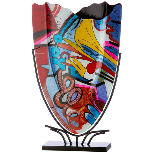 Glasart oval decorative vase "Street Art"