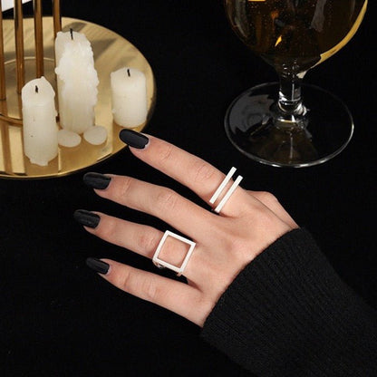 Bold Minimalist Geometric Double Bar Ring