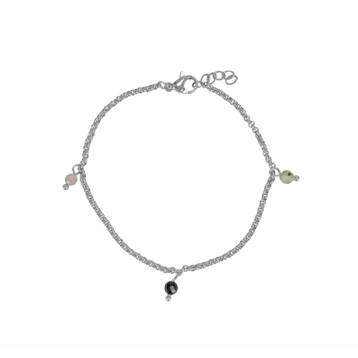 Bracelet Kunzite, Tourmaline & Prehnite - Silver