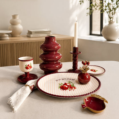 Red and gold pomegranate bowl