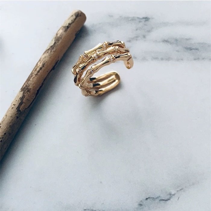 Layered Bamboo Adjustable Ring