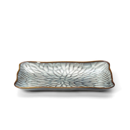 The Lotus Ice Rectangular Plate - Grey Brown - L