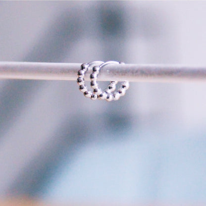 Stainless steel hoop earrings 10mm "balls" - silver