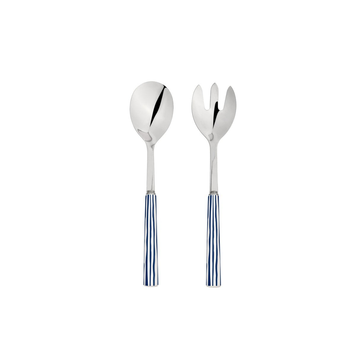 Blue striped salad servers