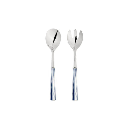 Blue striped salad servers