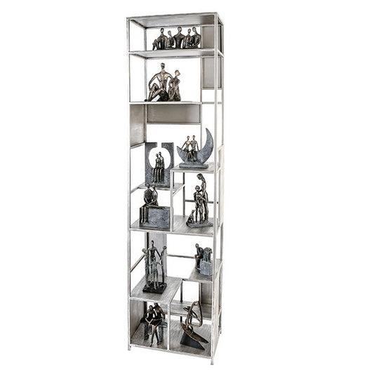 Shelf "Level" metal, ant.silver angled 200cm high