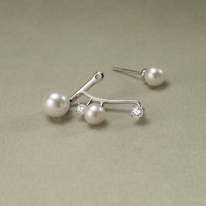 Sterling Silver Starry Pearl and Crystal Stud Earrings