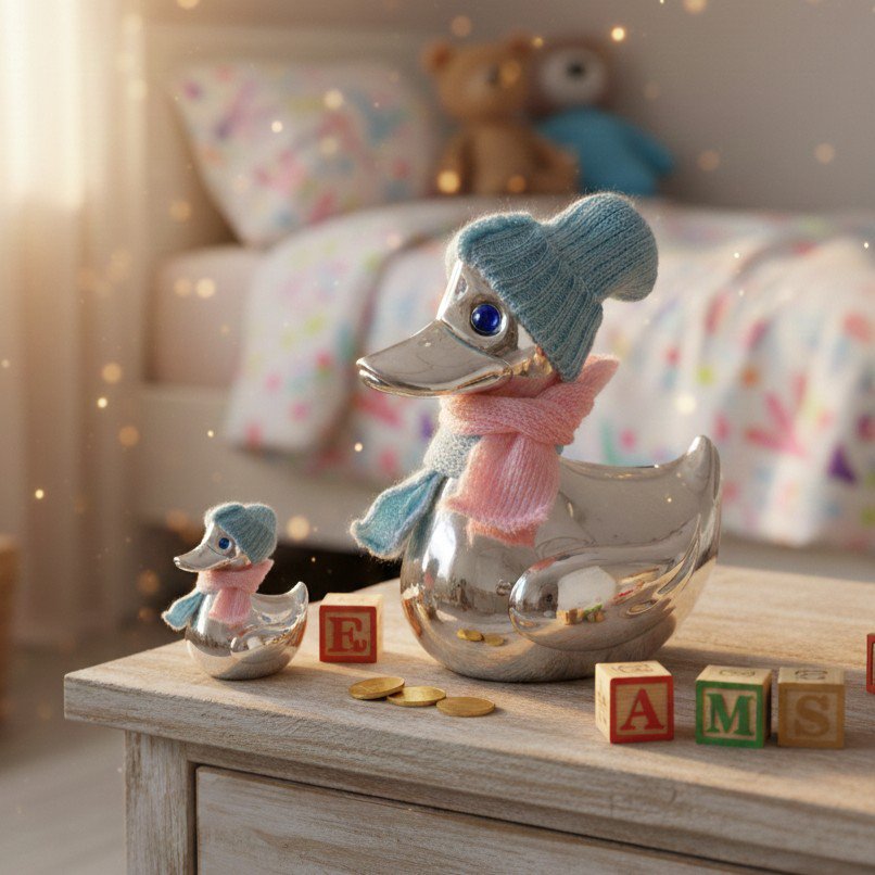 Tirelire canard bleu/rose